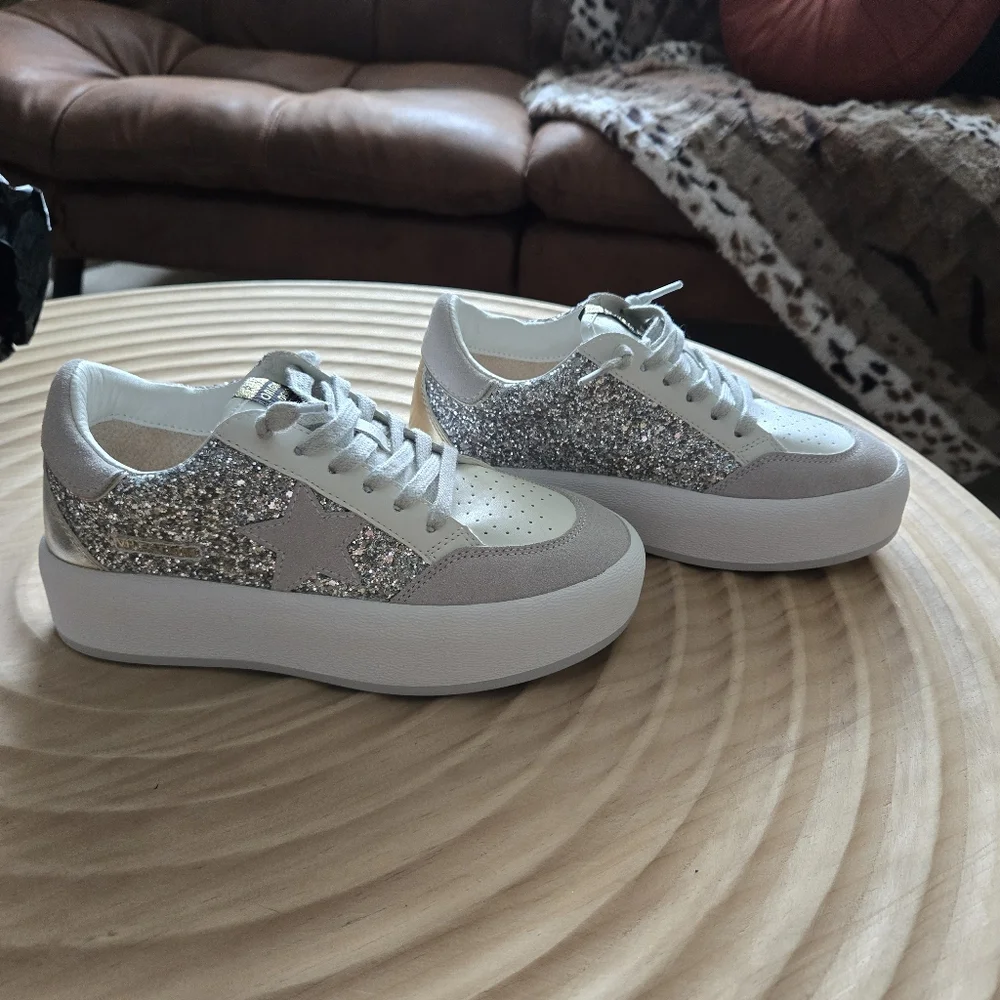 Vintage Havana Glitter Metallic Platform Sneakers